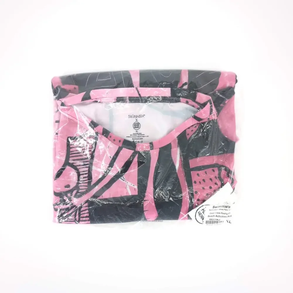 Swiminista x James Peter Henry Good Vibes Rashguard Beach Activities Pink XL NWT